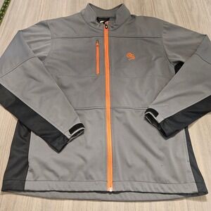 FootJoy Mens Golf Jacket Grey Black Orange Full Zip Performance Mock Neck Medium